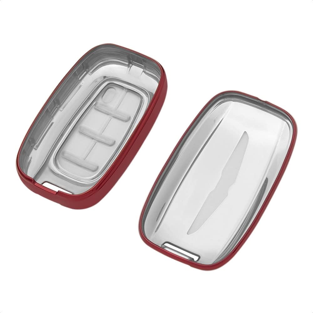 Smart Key Fob Case Red TPU Protective Cover Compatible with Chrysler Pacifica Voyager 3 5 6 7 Button Keyless Entry Remote Control Accessories