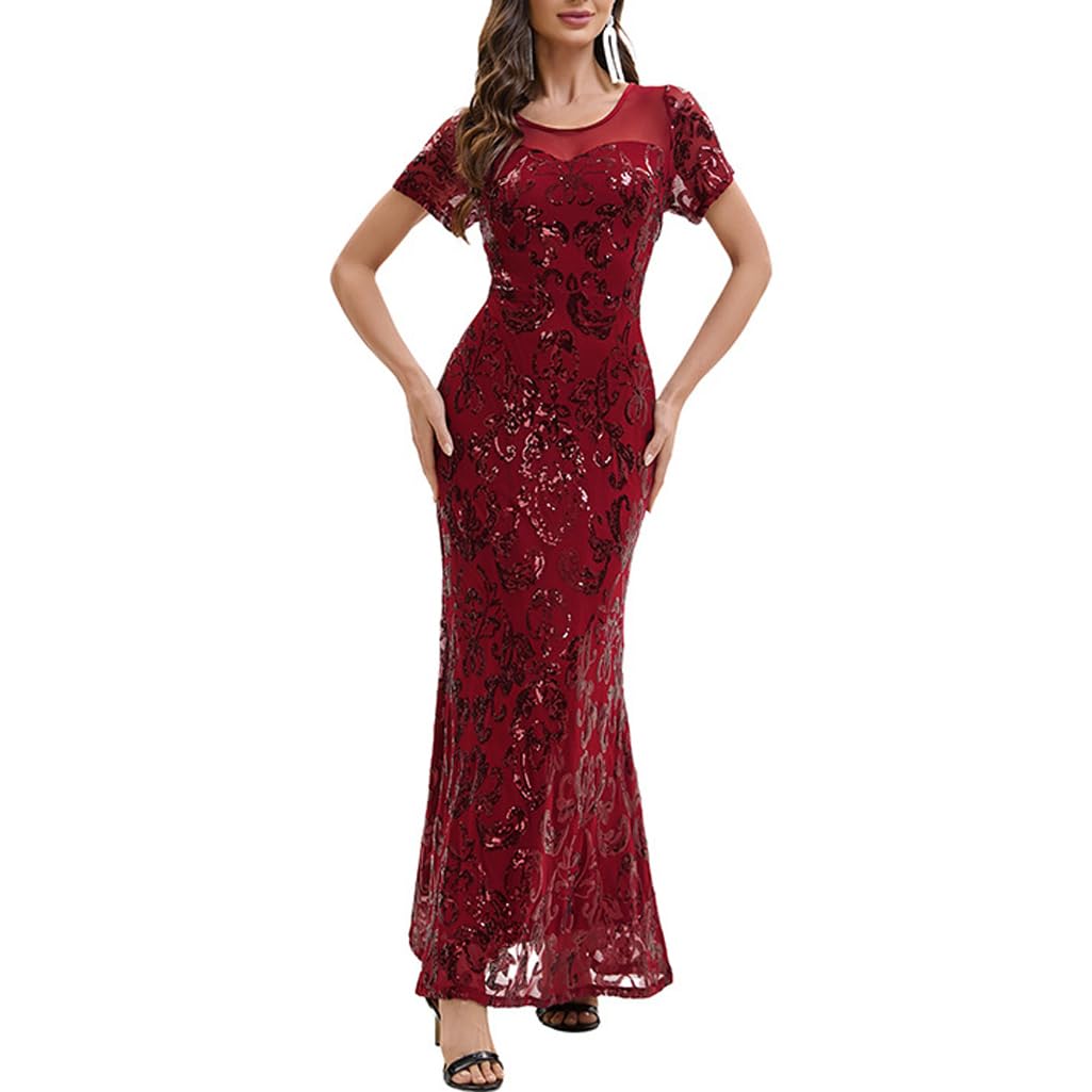 Kobieca sukienka koktajlowa Elegancka, błyszcząca, wieczorowa sukienka w stylu vintage na karnawał/Halloween/imprezę/Boże Narodzenie