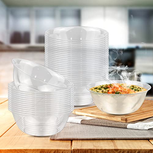 Badenbach 50 Pack 12Oz Hard Plastic Bowls, Clear Salad Bowl Disposable Soup Ice Cream Candy Serving Bowls For Wedding Birthday Halloween Christmas #TOP5