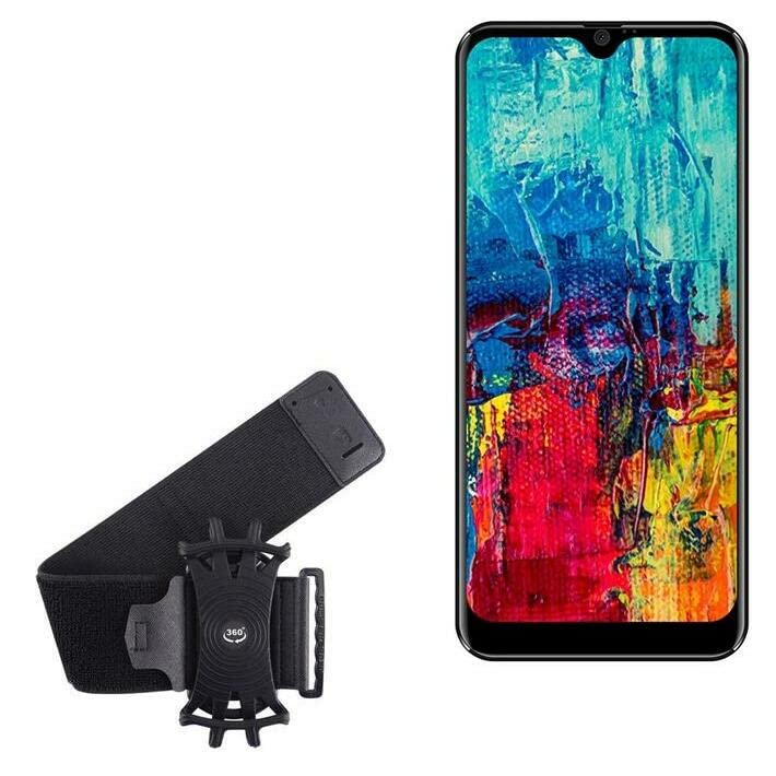 BoxWave Holster Compatible with Yezz Art 1 - ActiveStretch Sport Armband, Adjustable Armband for Workout and Running - Jet Black