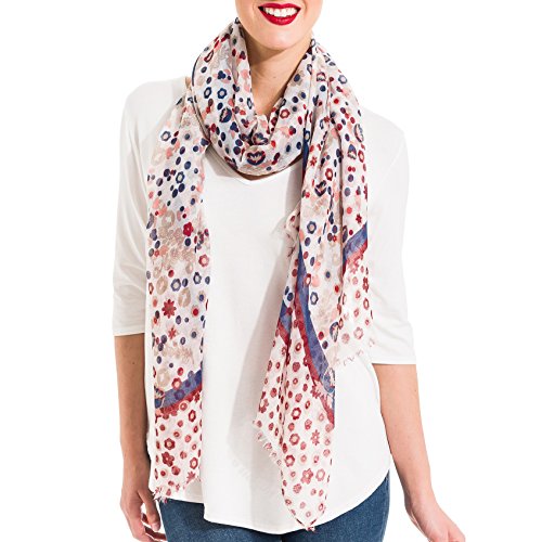 MELIFLUOS DESIGNED IN SPAIN Scarf for Women Lightweight Floral Flower for Spring Fall Winter Scarves Shawl Wrap (SS30)
