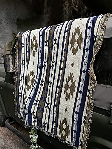 Peel Forest Vanlife-Decke, Marineblau, mexikanische Teppiche, Picknick, Outdoor, Camping, Wandern, Party, Couch, Überwurf, Zuhause, Sofa, Tribal, ethnisch (127,7 x 152,4 cm)… Cover