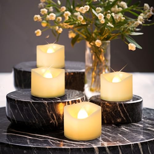 Image of CANDLE CHOICE Battery Operated Flameless Tea Lights Small Bright Flickering LED Electric Fake Votive Tealight Candles Halloween Pumpkin Lights Wedding Christmas Decorations Table Centerpieces 6 PCS