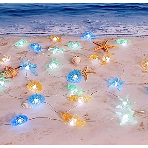 U.I STATION Beach Decorative String Lights, Nautical Theme Lights for Christmas Decorations, Remote 10 ft 30 LEDs Wedding Birthday Party Cover