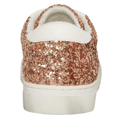 Steve Madden Women's Rezume Sneaker, Rose Gold Glitter, 6