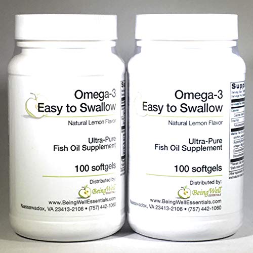 Omega-3 'Easy to Swallow' Ultra-pure Fish Oil Supplement Natural Lemon Flavor 200 Softgels by Omega 3 Easy to Swallow