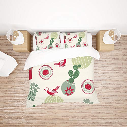 Housse de couette douce lavable en machine parure lit cactus de Noël - 3