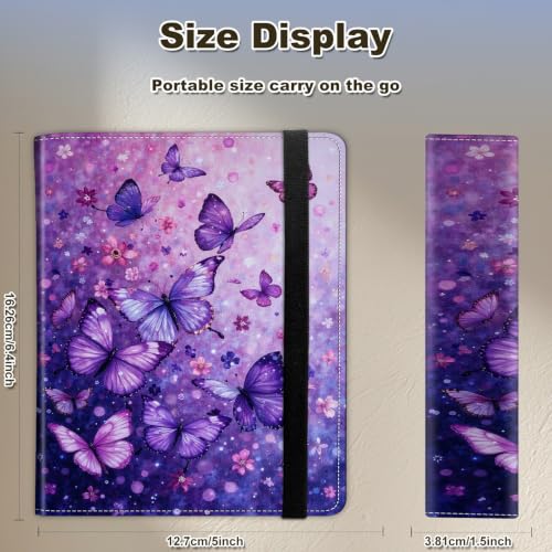 Image of Photo Album 4x6 120 Photos with Strong Elastic Band, Purple Butterfly | Large Capacity Premium Leather Picture Album, Portable Wallet Albums Photo Book for Family Anniversaries Wedding Baby