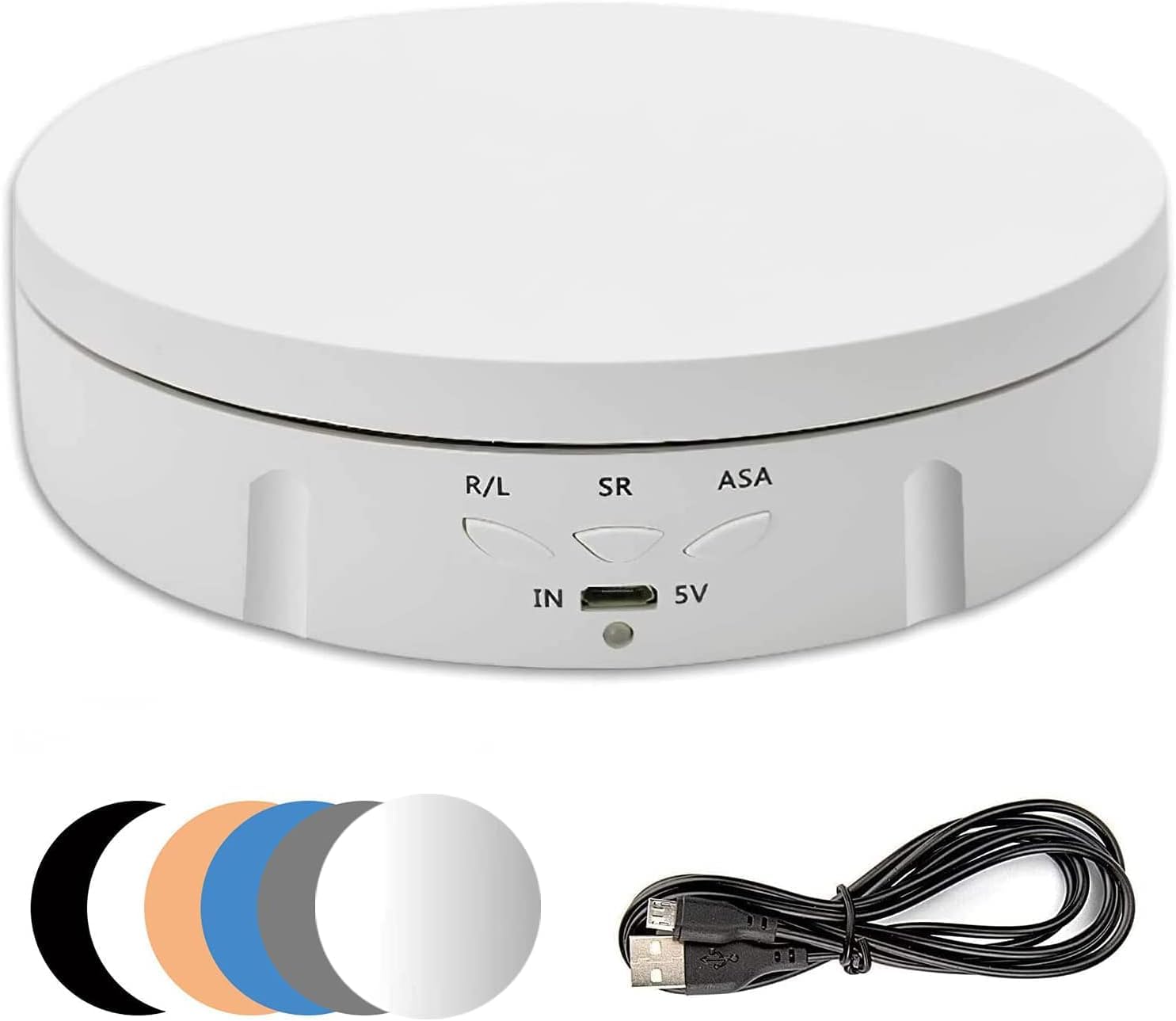 Plateau Tournant Electrique Rechargeable 10 KG 14,6 cm, 360° Rotatif Table Tournante Rotative électrique, 3 Vitesses et Angle Réglables avec 6 Fonds en PVC
