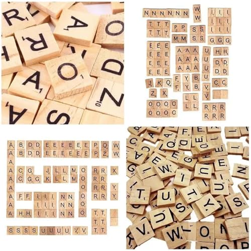 Scrabble Tiles 6 sets piezas de madera letras números miniatura 5