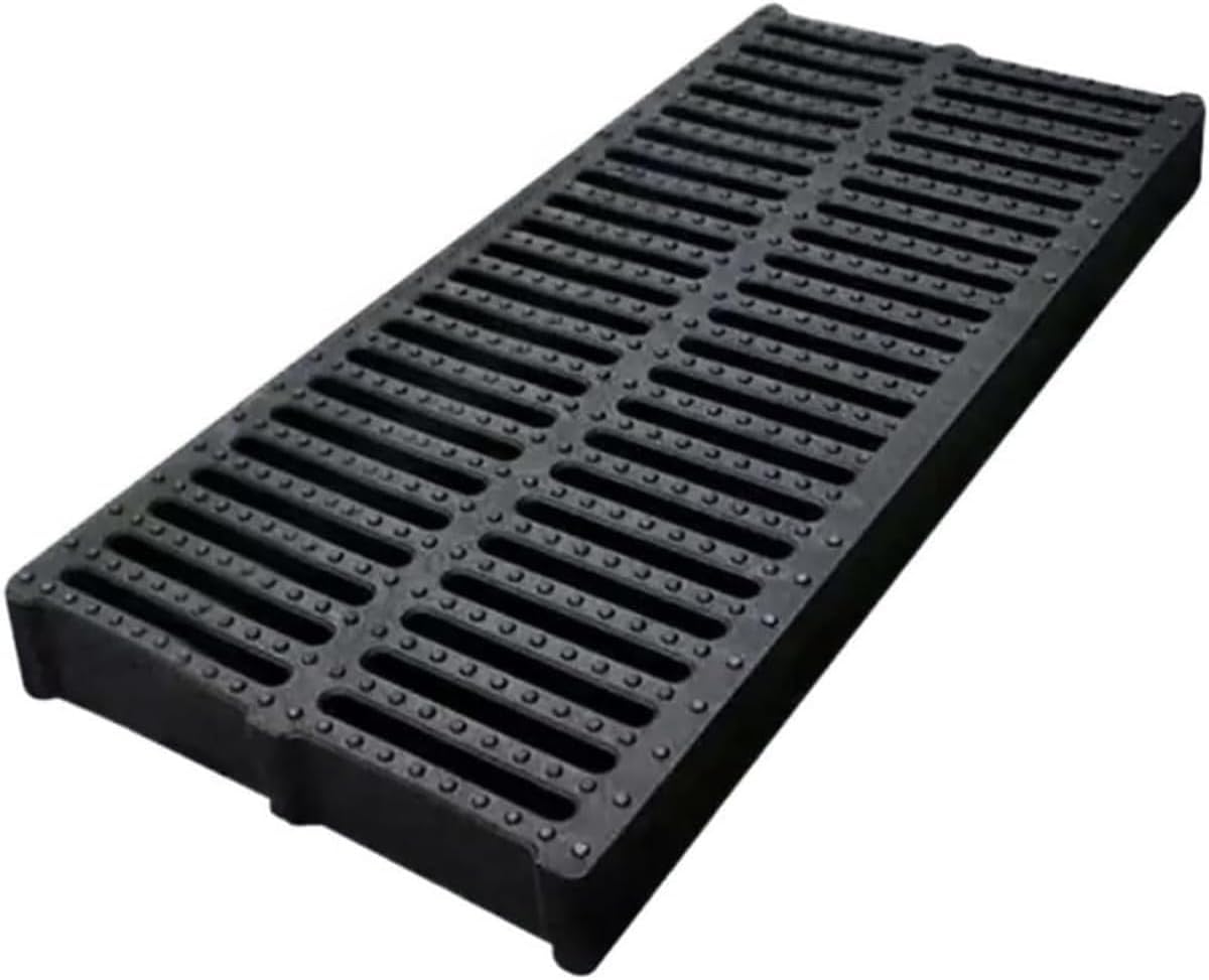 屋外排水溝カバー プラスチック フラット下水グレーチング 交換用黒下水蓋 落ち葉ブロック 庭 フェンス 下水道 歩道 農場 家側 風