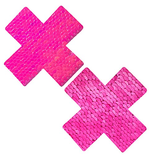 Neva Nude Aurora Pink Sequin X Factor Nipztix Pasties Nipple Covers for Festivals, Raves, Parties, Lingerie and More, Medical Grade Adhesive, Waterproof and Sweatproof, Made in USA Neva Nude Aurora Pink Sequin X Factor Nipztix Pasties Nipple Covers for Festivals, Raves, Parties, Lingerie and More, Medical Grade Adhesive, Waterproof and Sweatproof, Made in USA