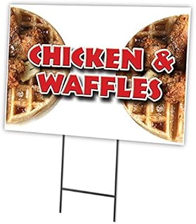 Chicken & Waffles 12"x16" Yard Sign & Stake | Advertise Your Business | Stake Included Double Sided Image | Made in The USA