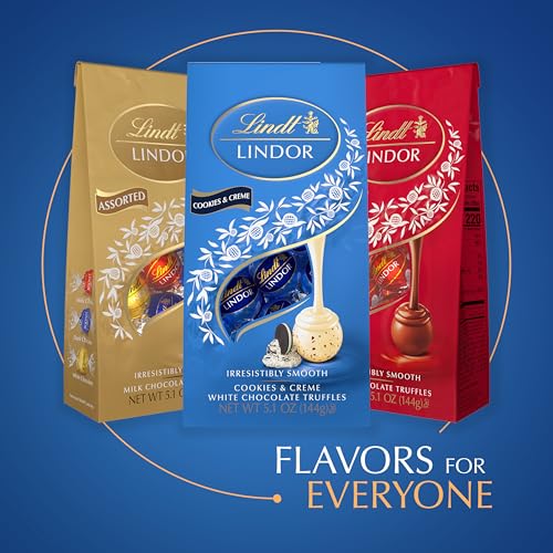 Image of Lindt LINDOR Cookies & Creme White Chocolate Candy Truffles, 5.1 oz Bags (6 Pack), Smooth Melting Center