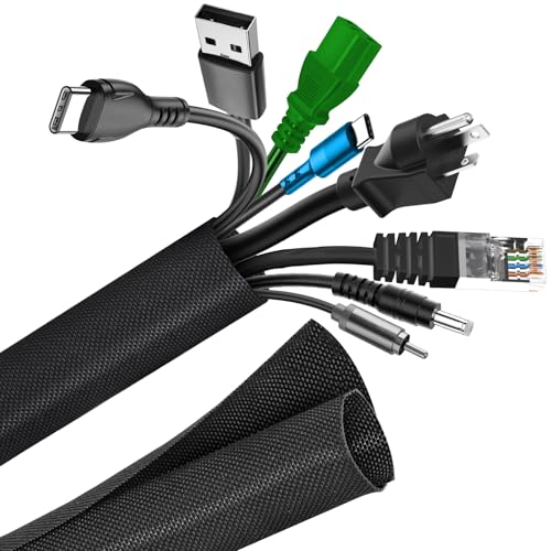 AiQInu 25mm-1.5m Organizador Cubre Cables Negro, Manguito de Cable Auto-Cierre Recoge Cables Cubre Cables Organizador Cables Funda Cables para Computadora PC Automotriz