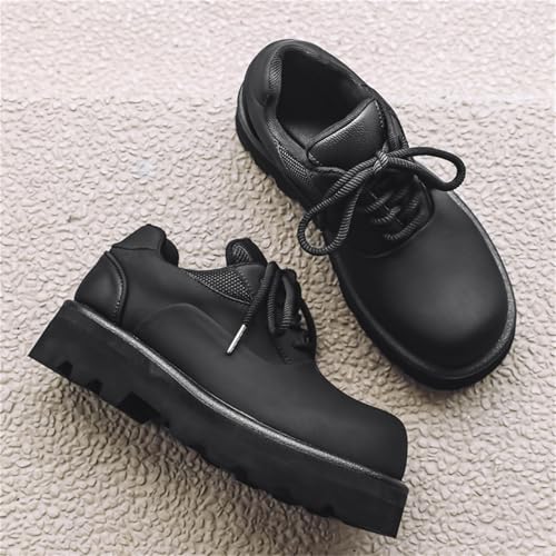 Men's Trendy Chunky Platform Oxford Formal Height Increasing Dress Shoes Fashion Casual Leather Shoes Black3