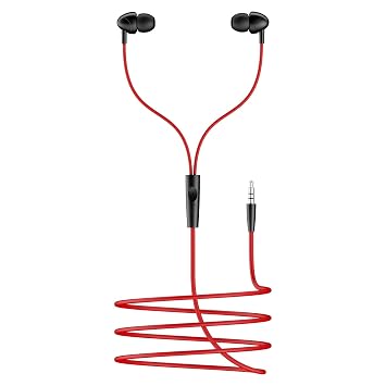 boAt Bassheads 211 Wired Earphones with 10mm Drivers, Signature Sound, in-Line Microphone, 3.5mm Jack, Voice Assistant & 120cm Cables (Raging Black)