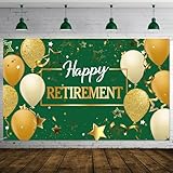 Blulu 退職パーティーデコレーション、特大ファブリック退職サインバナー フォトブース背景幕 ロープ付き 退職パーティーの記念品用 (72.8 x 43.3インチ、ブラックとシルバー)