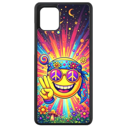FunKaz Coque pour Samsung Galaxy Note 10 Lite - Smiley Peace and Love - Coque Noire TPU