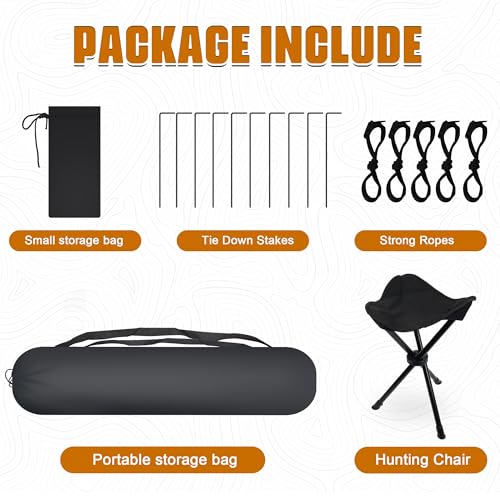 ShedOFF Extra Large Hunting Blind 4 Person with Portable Hunting Chair, 288 Degree See Through Pop up Ground Blinds for Deer Turkey Duck Hunting, Bow Hunting Adjust Windows with Silent Zipper by ShedOFF - Image 7
