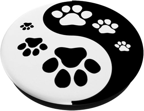 Miniatura 2 de Paw Print perro paw lindo perro amor diseño negro blanco perro  PopSockets agarre y soporte para teléfonos y tabletas