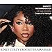 Beauty Youth Kinky Curly Miracle Knots Human Crochet Hair, Invisible Pre-Separated Feather Crochet Human Hair Extensions For Black Women, Natural Black 70g/Pack 16 Inch