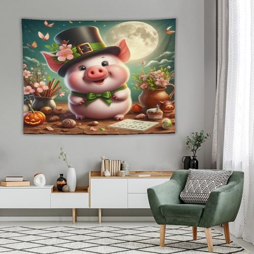 Tenture murale cochon mignon avec impression 3D durable pour salon unique - 4