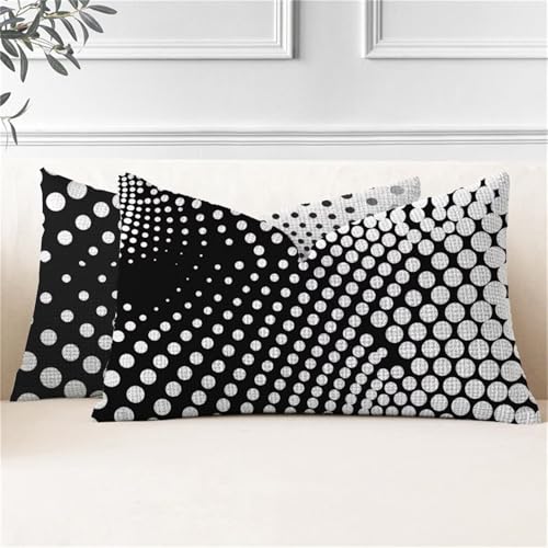 Fundas Cojines Moderno Cojines Rectangulares Grandes 60x120,Cojin Exterior Impermeable Lunares Fundas Almohada,Doble Cara Funda Cojin in Lino para Sofa Jardín Banco Coche Terraza Cama,2 Piezas J2-32