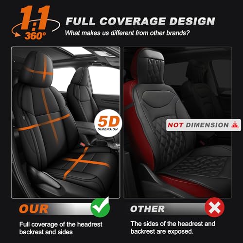 Image of AOMSAZTO Custom Fit RAV4 Seat Covers for Toyota RAV4 LE 2013 2014 2015 2016 2017 2018 (NOT for Hybrid) - Full Set Faux Leather (Black)