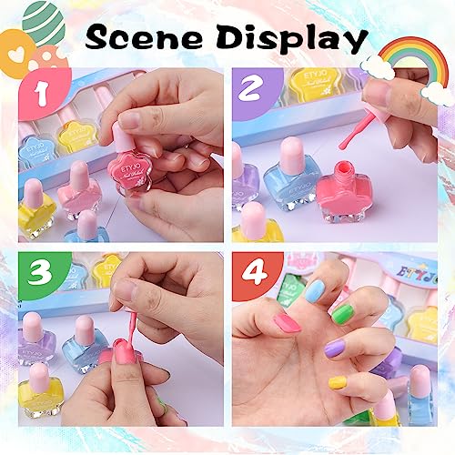 ETYJO Nail Polish for Kids, 6 Rainbow Nail Polish Set Kids Non-Toxic Peel-Off Nail Varnish Sets for Girls, Water-Based Quick Dry Childrens Nail Varnish Gifts Kit for Kids Toddlers - Image 7