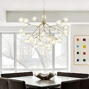 CITRA 27 Lights Ball Firefly Gold Chandelier Glass Led Ceiling Light Hanging Lamp - Warm White