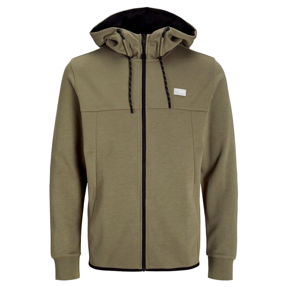 Jack & Jones Men's Smokey Olive Jcoair Sweat Zip Hood Noos. Sweatshirt Jacket, Xl