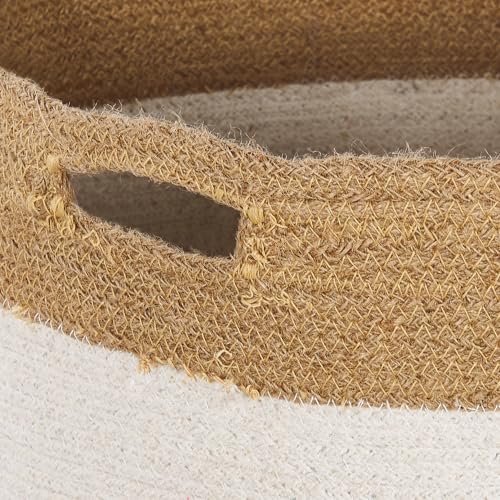 Set Di 2 Cesti In Cotone E Iuta Di Colore Bianco E Beige Stile Boho Interno Esterno - 7