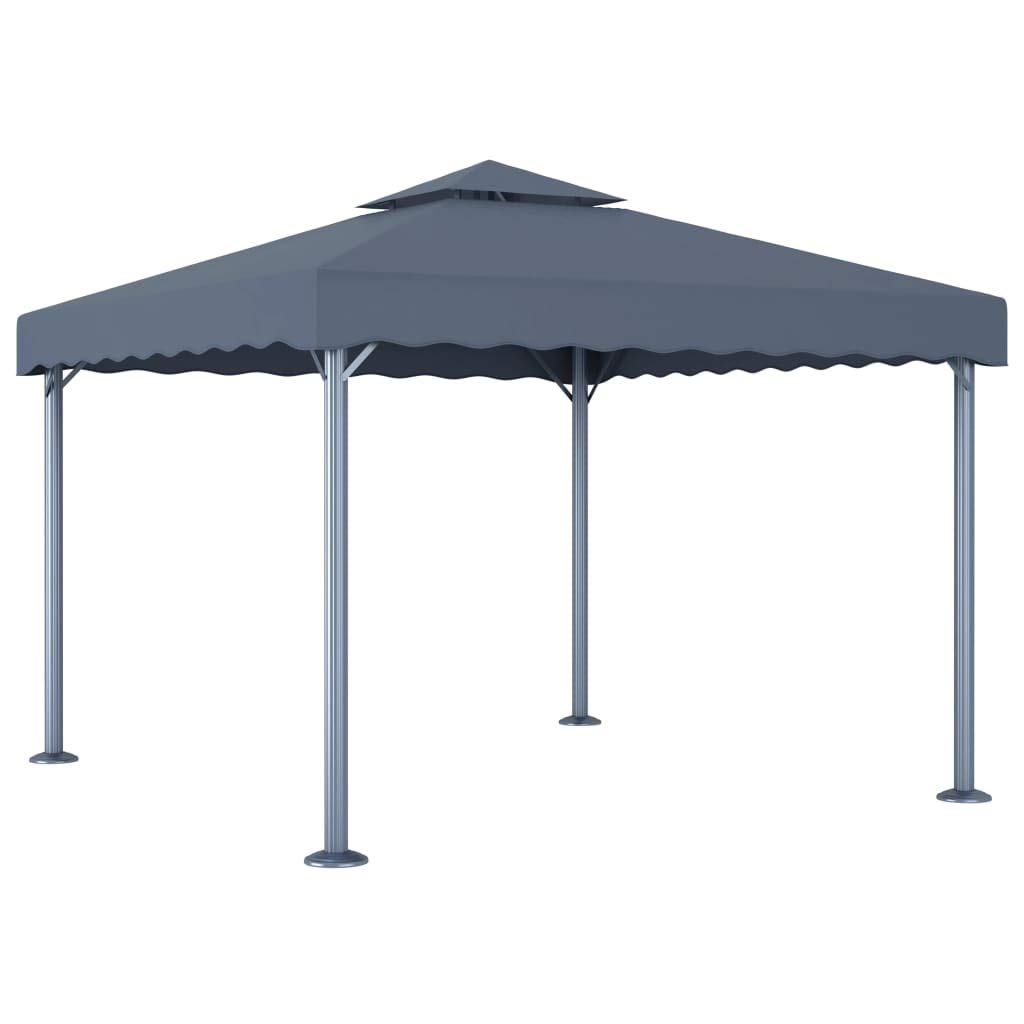 Gazebo 300x300 cm Antracite Alluminio,Gazebo Pergola Con Telo Impermeabile Richiudibile E Struttura Rettangolare In Acciaio Inossidabile Ad Alta Densità,Per Arredo Giardino,Terrazzo e Attività C
