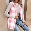 Womens Checkered Sherpa Vest Sleeveless Winter Fle... #1