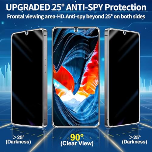 Image of Czartech Privacy Screen Protector for Samsung Galaxy S25 / S24 5G, True 25 Anti-Spy Tempered Glass Film, Fingerprint ID Compatible, 1-Pack