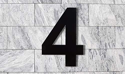 QT Modern House Number - EXTRA LARGE 10 Inch BLACK - Stainless Steel (Number 4 Four), Floating Appearance, Easy to install and made of solid 304 - Thumbnail 2