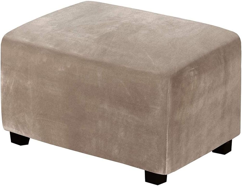 Housse Ottoman Velours élastique Housse Pouf Rond Meigeh Velours Extensible - Protection Tabouret 3 Tailles L/XL/XXL Housse Extensible Velours
