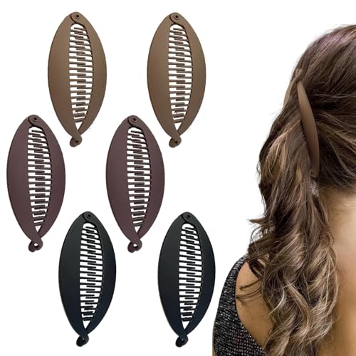 MNYXIS Confezione da 6 clip per capelli a banana, design codicepesce, Banana Clip pettine per Capelli,fermagli per capelli a banana retrò, per donne con capelli lunghi, ricci e lisci