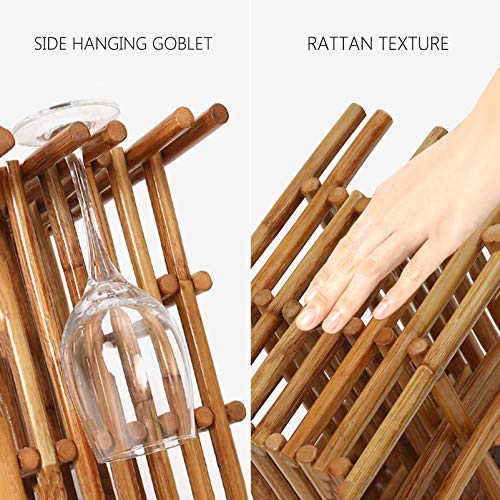 Soporte de botellas de vino de ratán resistente para 4 botellas miniatura 4