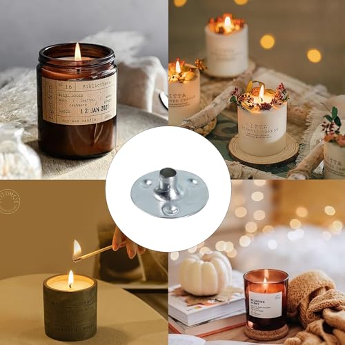 JAKOUE 200 pcs 0.5inch (12.5mm) Candle Wick Base,Candle Wick Cilps Sustainer Tabs,Metal Candle Wick Sustainer Tabs for Candle Making,Candle DIY