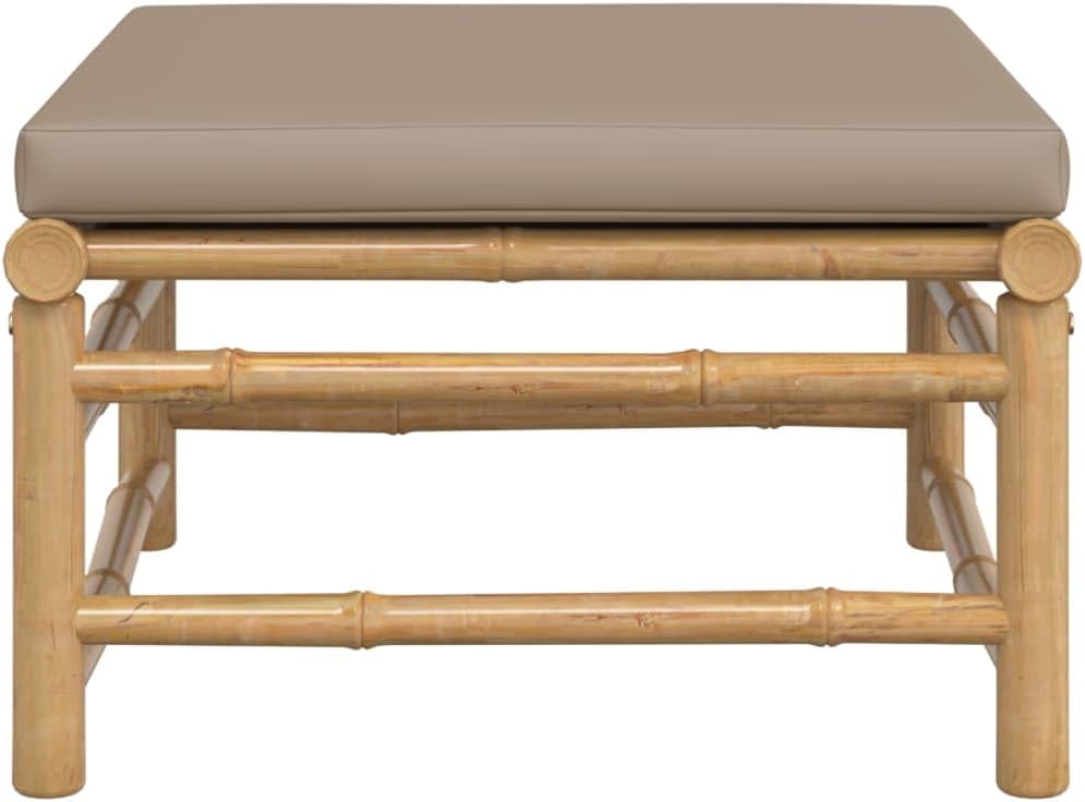 Patio Footstool Balcony Furniture,Patio loveseat,Small Patio Furniture,Patio daybed,with Taupe Cushion Bamboo