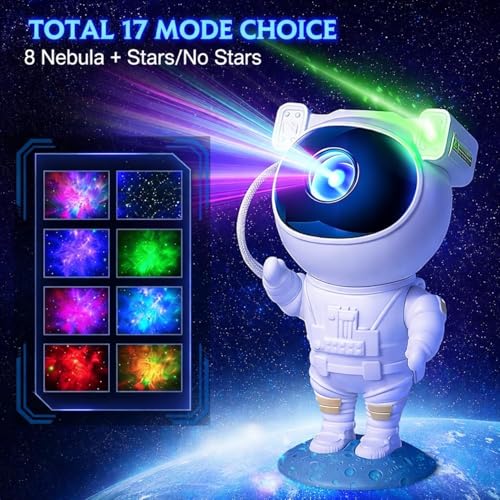 Image of KEKU TOYS Astronaut Light Lamp Galaxy Projector with 360 Adjustable Head & Star Nebula Effects, Galaxy Projector Light for Bedroom, Remote Control Night Light for Home & Kids