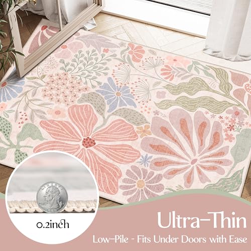 Tapete lavable MUJOO 2x3 pies floral no resbala miniatura 4