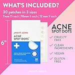 Peach-Slices-Acne-Spot-Dots-Hydrocolloid-Acne-Patches-For-Zits-Blemishes-Breakouts-Vegan-Cruelty-Free-Pimple-Patches-Facial-Skin-Care-Products-3-Sizes-7mm-10mm-12mm-30-Ct