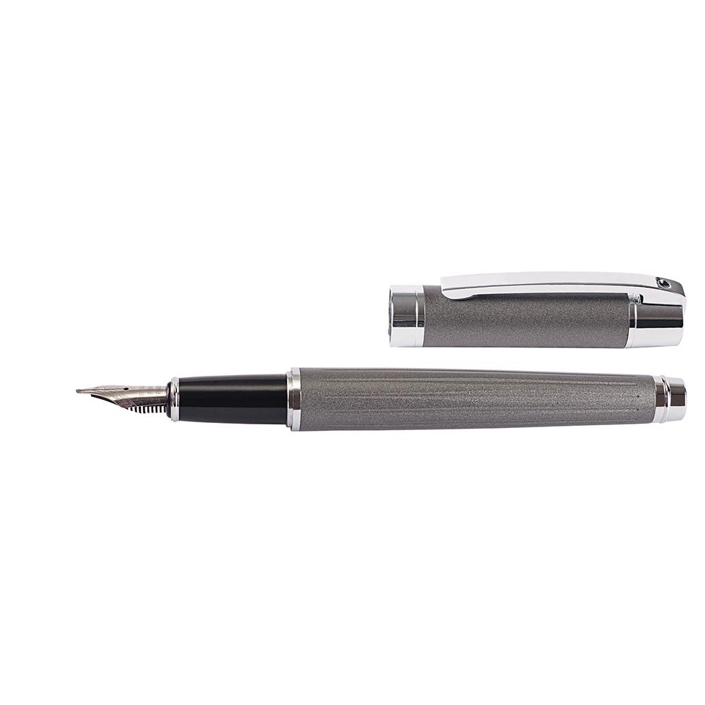 ONLINE Stone Grey Set Metall-Füllhalter/Kugelschreiber incl. Echtleder-Etui, in hochwertiger Geschenkverpackung