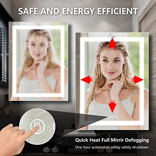 24 X 36 Led Lighted Mirror For Bathroom Wall, Etl Listed Illuminated Vanity Mirror With Lights, Dimmable, Fogless Front Lights Ip67 Three Buttons（Horizontal & Vertical） #TOP4