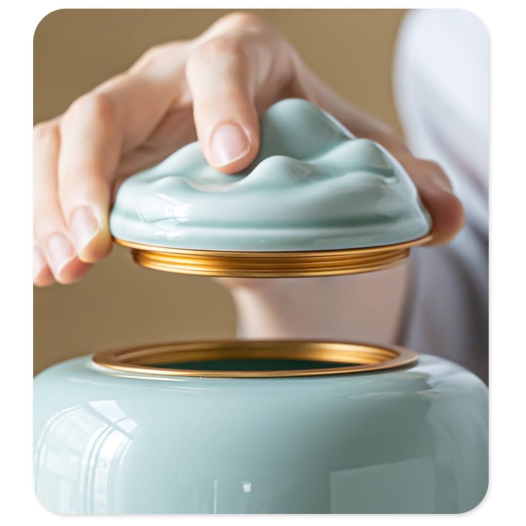 LYGSWDB Słoik cukru Puszka na herbatę Podwójna puszka Pudełko upominkowe Jednokolorowa ceramiczna zamknięta puszka Magazyn herbaty Pojemnik na herbatę luzem Pojemnik na herbatę Puszka do