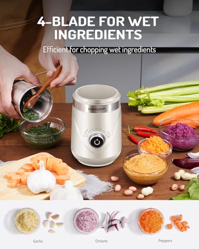 Image of SHARDOR Electric Super Silent Blade Coffee Grinder, Timed Grind Control Rotary Knob, Adjustable Coarse to Fine for Coffee Beans, Spices & Herbs, with 2 Removable Stainless Steel Bowl, Cream