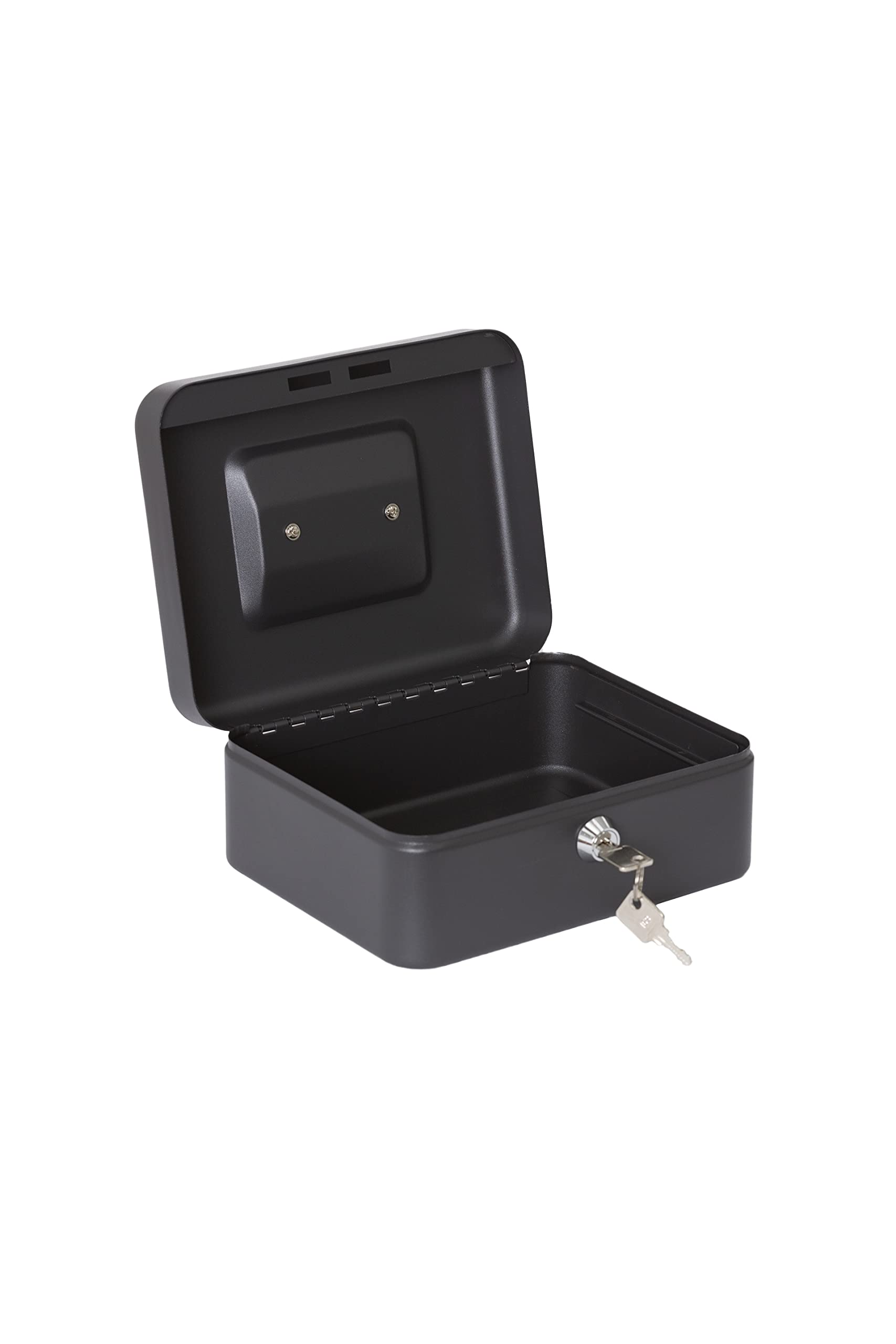 ARREGUI Elegant Cash C9624-EUR Caja Caudales con Llave para Contar y Transportar Dinero | Caja de Seguridad de acero con bandeja organizador de Monedas | Caja fuerte portatil 20 cm de ancho | Negro